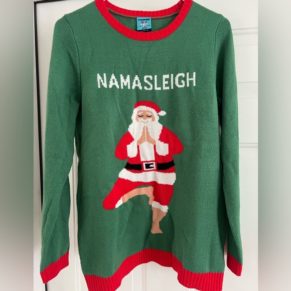 Yoga Christmas Sweater - women’s size Large namasleigh - Picture 1 of 2